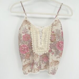 Escapades Womens Vintage 90s Lingerie Coquette Floral Lace Trim Cami Top Size‎ S